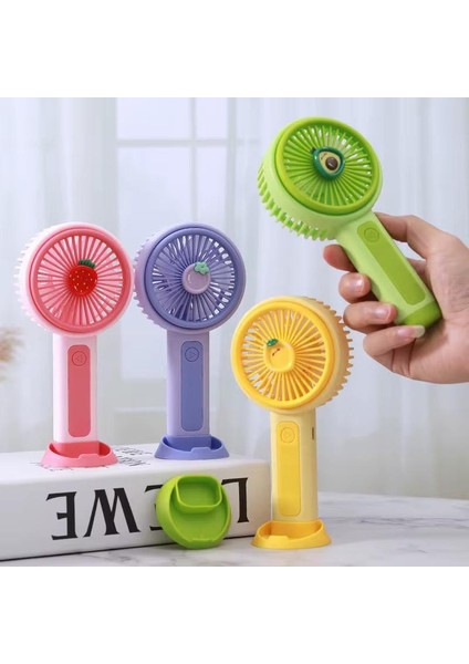 Mini El Fanı Portatif Vantilatör Pervane Taşınabilir Şarjlı Aparatlı Karışık Desenli Fan