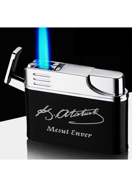 Kişiye Özel Isimli Siyah Gazlı Tasarım Çakmak Gazi Mustafa Kemal Atatürk Türk Baskılı