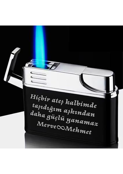 Kişiye Özel Isimli Siyah Gazlı Tasarım Çakmak Söz Baskılı fiyatları