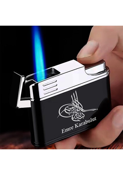 Kişiye Özel Isimli Siyah Gazlı Tasarım Çakmak Osmanlı Tuğrası Baskılı fiyatları