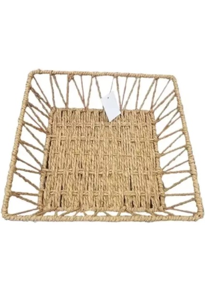 Doğal Örgü Kare Sepet 25X25 cm Hasır Organizer Çok Amaçlı Kullanım Bebek Odası & Mutfak Düzenleyici fiyatları
