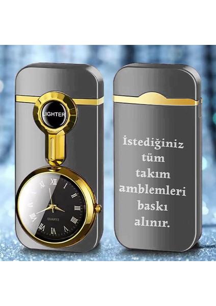 Kişiye Özel Isimli Metal Rüzgar Geçirmez Saatli Gazlı Takım Baskılı Tasarım Çakmak modelleri