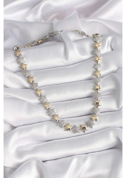 Pirinç Mix Renk Zirkon Taşlı Yıldız Model Vıp Exclusive Seri Kadın Kolye - TJ-BKO9544 fiyatları