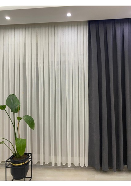 Gri Rengi Ada Fonluk 1/2.5 Orta Pileli Fon Perde | Sade ve Uyumlu Tasarım