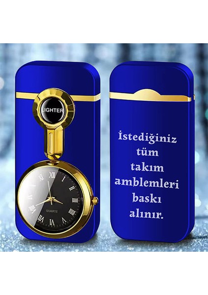 Kişiye Özel Isimli Metal Rüzgar Geçirmez Saatli Gazlı Takım Baskılı Tasarım Çakmak modelleri