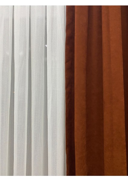Kiremit Rengi Ada Fonluk 1/3 Sık Pileli Fon Perde | Modern ve Yoğun Duruş
