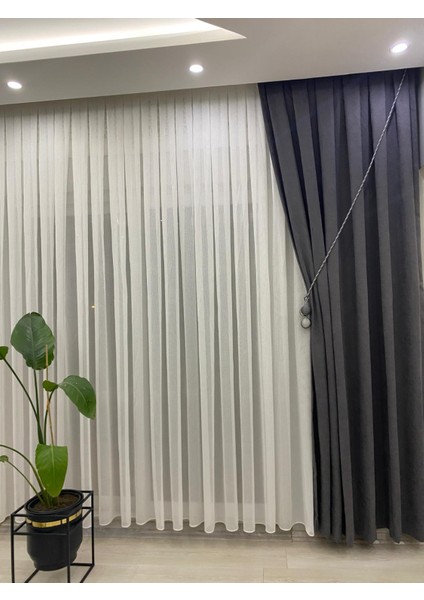 Gri Rengi Ada Fonluk 1/2.5 Orta Pileli Fon Perde | Sade ve Uyumlu Tasarım