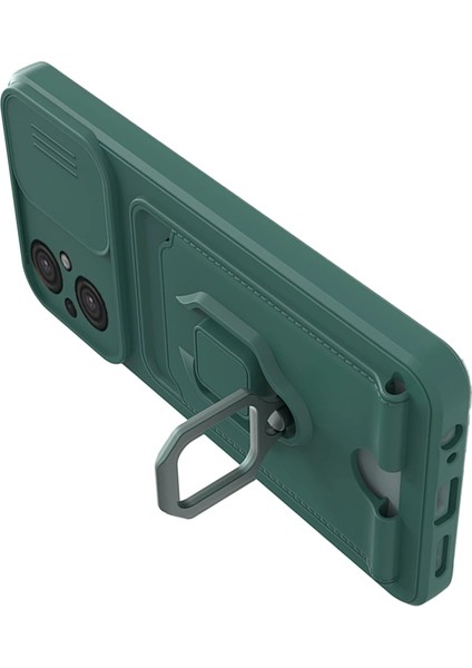 Xiaomi Poco M5 Kılıf Zuma Kartvizitli Yüzüklü Silikon - Yeşil Dpmah modelleri