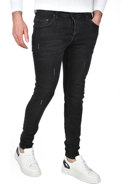 Yeni Sezon Tırnak Taşlamalı Slim Fit Likralı Kot Pantolon Jean 2507176