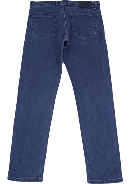 Fistan Store Erkek Koyu Mavi Yüksek Bel Geniş Kesim Boru Paça Büyük Beden Jean Pantolon fırsatları