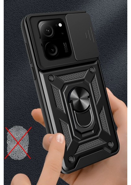 Xiaomi Mi 13T Pro Kılıf Pars Lens Yüzüklü Silikon - Kırmızı Dpmah