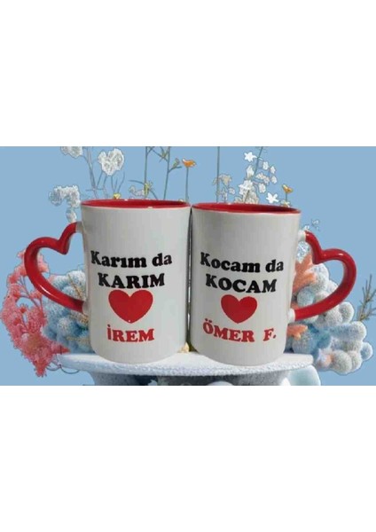 Kırmızı Kalpli Kişiselleştirilebilir Kupa Bardak