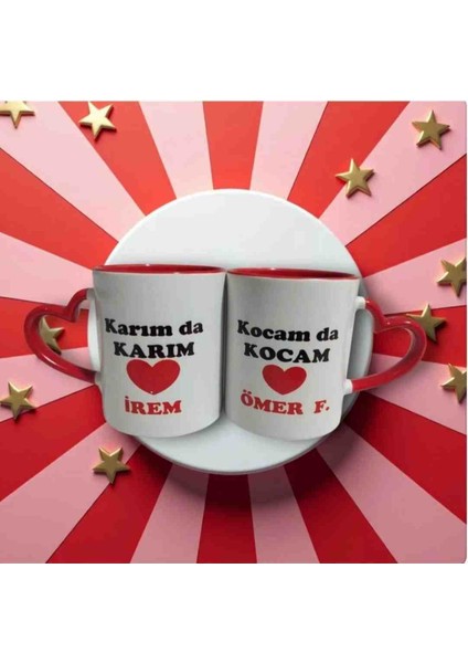 Kırmızı Kalpli Kişiselleştirilebilir Kupa Bardak