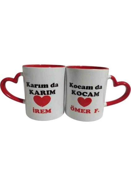 Kırmızı Kalpli Kişiselleştirilebilir Kupa Bardak