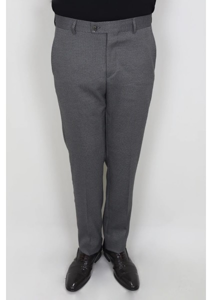 Fistan Store Erkek Füme Normal Bel Spor Kesim Rahat Kalıp Yandan Cepli Dar Paça Kumaş Pantolon