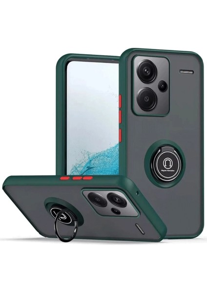 Xiaomi Redmi Note 13 Pro Plus Kılıf Montreal Yüzüklü Silikon Kapak - Yeşil Dpmah