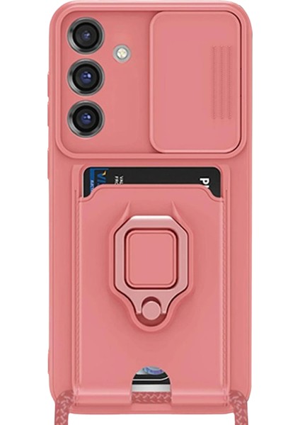 Samsung Galaxy S25 Plus Kılıf Zuma Kartvizitli Yüzüklü Silikon - Pembe Dpmah