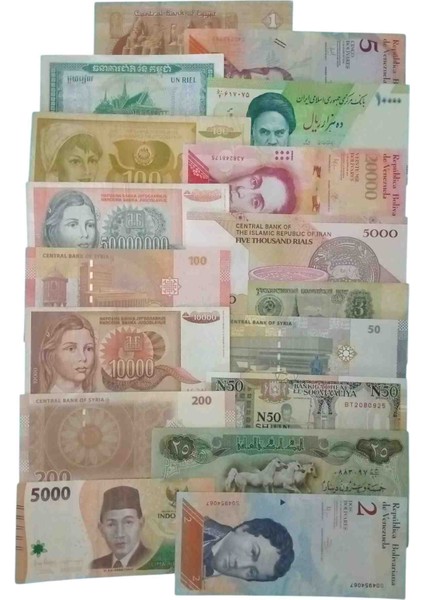 Koleksiyon 5 - 17 Adet Yabancı Kağıt Para Eski Para Koleksiyon Para Hobi Hediye Antika Darpane