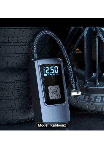 S19-TAŞINABİLİR Hava Kompresörü Lastik İNFLATÖRÜ-4000MAH Lityum Pil Ile USB Tıp-C Şarj Digital Ekran-Led Acil Işık-Kablosuz Inflastyp,araba,motorsiklet,bisiklet