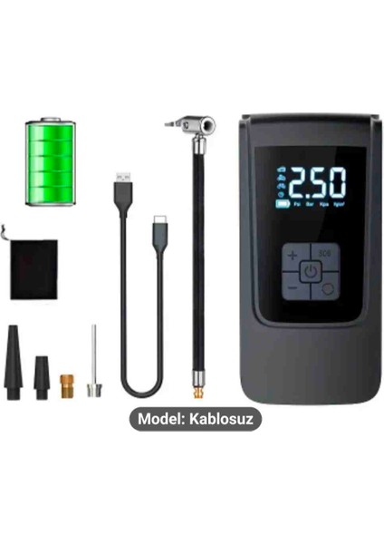 S19-TAŞINABİLİR Hava Kompresörü Lastik İNFLATÖRÜ-4000MAH Lityum Pil Ile USB Tıp-C Şarj Digital Ekran-Led Acil Işık-Kablosuz Inflastyp,araba,motorsiklet,bisiklet