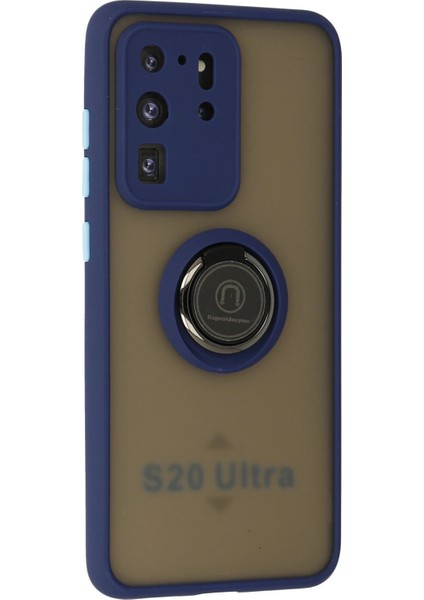 Samsung Galaxy S20 Ultra Kılıf Montreal Yüzüklü Silikon Kapak - Lacivert Dpmah fiyatları