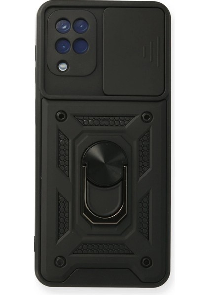 Samsung Galaxy A12 Kılıf Pars Lens Yüzüklü Silikon - Siyah Dpmah
