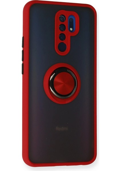 Xiaomi Redmi 9 Kılıf Montreal Yüzüklü Silikon Kapak - Kırmızı Dpmah