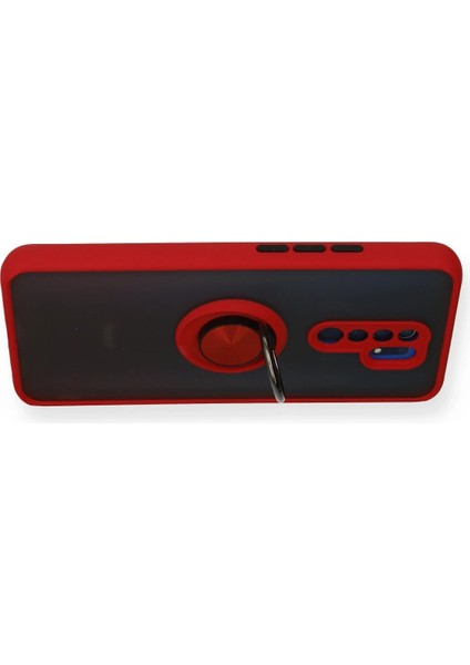 Xiaomi Redmi 9 Kılıf Montreal Yüzüklü Silikon Kapak - Kırmızı Dpmah