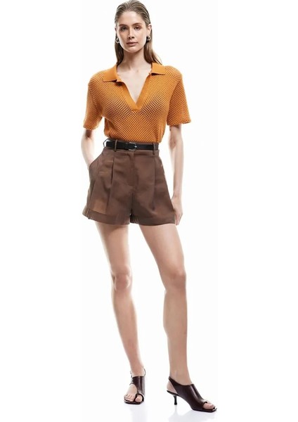Normal Bel Regular Fit Kahve Kadın Şort 5SAK40092EW