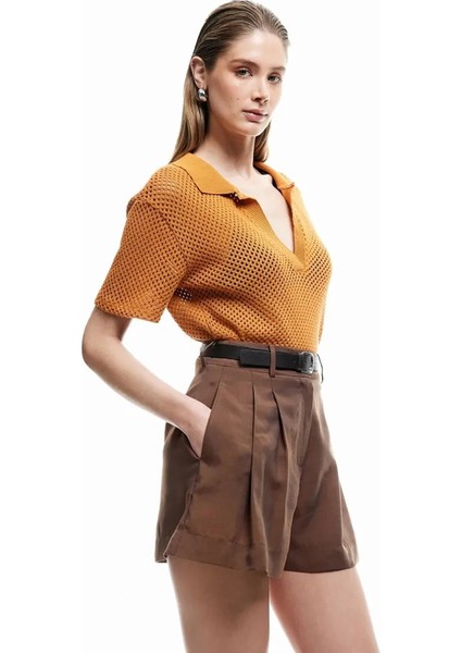 Normal Bel Regular Fit Kahve Kadın Şort 5SAK40092EW fiyatları