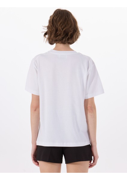 Bisiklet Yaka Beyaz Kadın T-Shirt 251K1A070732291001 indirimleri