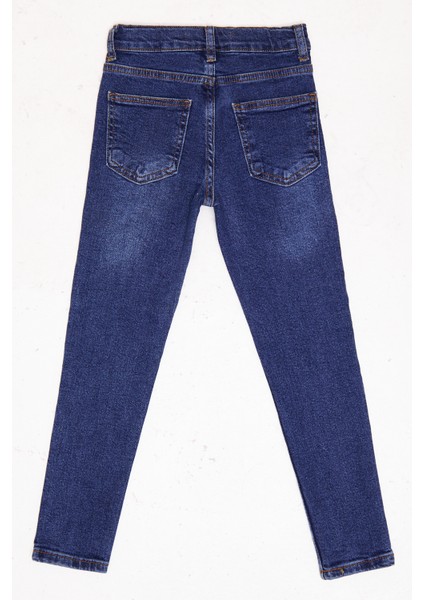 Erkek Çocuk Mavi Dar Paça Skiny Fit Jean Likralı Pantolon Beli Ayarlanabilir Lastikli Düğmeli LX320L fiyatları