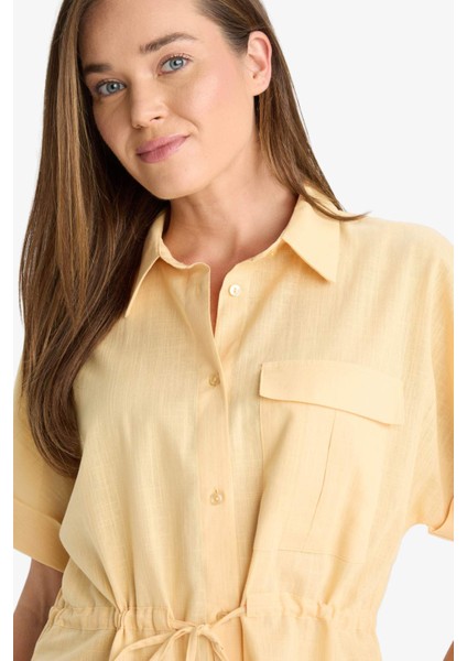 Regular Fit Bağcıklı Flamlı Pamuk Kısa Kollu Gömlek F3416AX25HS modelleri