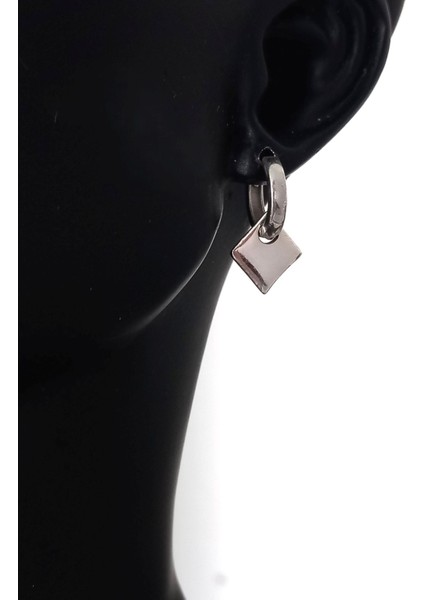 925 AYAR GÜMÜŞ ZİRKON TAŞLI TREND ERKEK KARE SALLANTILI HALKA TEK KÜPE YILBAŞI YENİ YIL HEDİYE