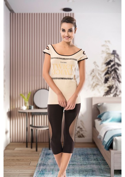 Geniş Yaka Kadın Kapri Takım 1502 modelleri