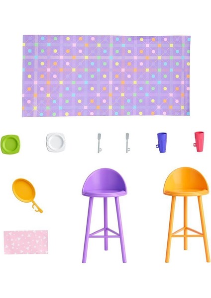 HRJ77 Barbienin Yeni Portatif Evi 2024 (Sarı Saçlı Bebek Dahil) indirimleri