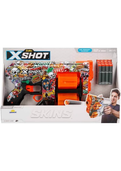 36517 X-Shot Skins Dread 12 Mermili Sünger Dart Atan Silah 31 Cm-Sunman