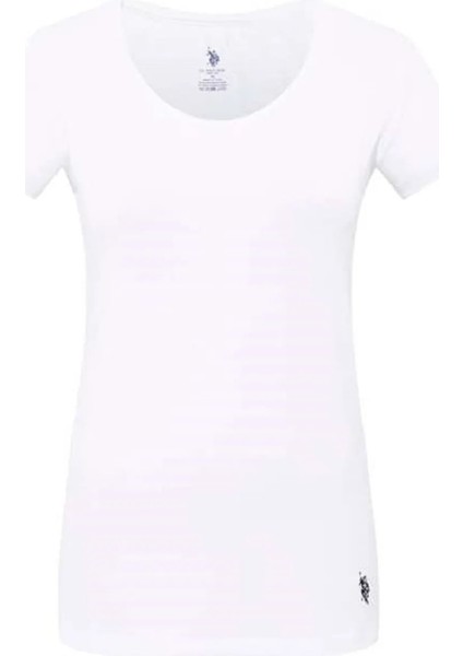Kadın Beyaz Derin Yuvarlak Yaka T-Shirt 66003 modelleri