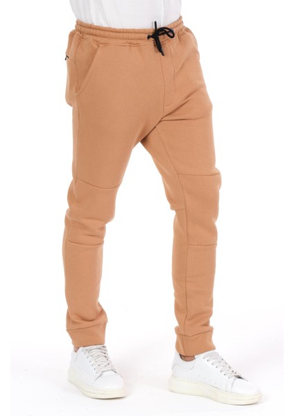 Erkek Paçası ve Beli Lastikli Bağcıklı Üç Iplik Şardonlu Kalın Rahat Spor Eşofman Altı Pantolon modelleri