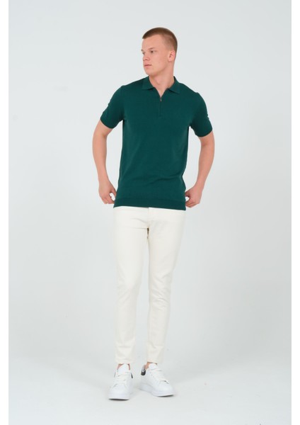 Erkek Fit Extra Polo Yaka Yarım Fermuarlı Klasik Triko T-Shirt indirimleri