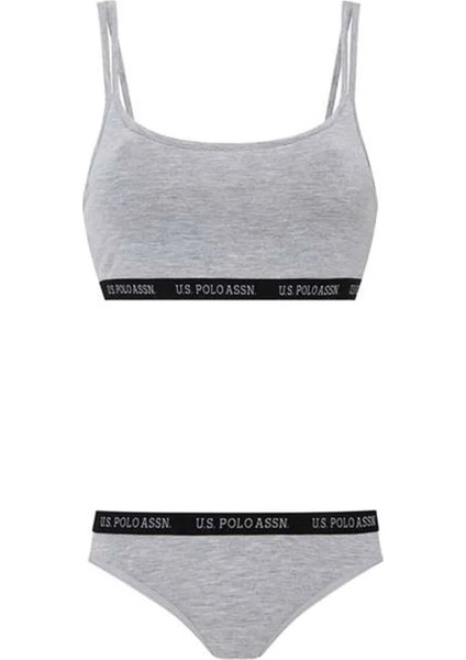 Kadın Gri Melanj Büstiyer Slip Set fırsatları