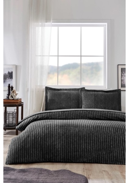 Antrasit Noir Çift Kişilik Lastikli Fitted Çarşaf Nevresim Takımı 5250