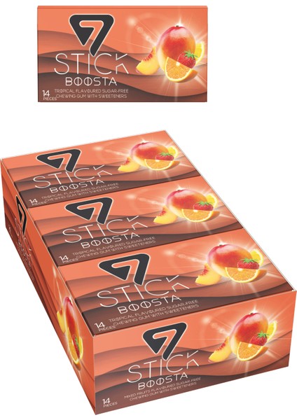Şekersiz 14'lü Tropikal Aromalı Sakız 29gr (12 Adet)