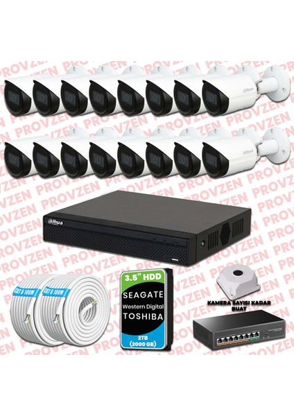 Dahua 16 Kameralı Ip Kamera Seti 1440P Gece Görüşlü