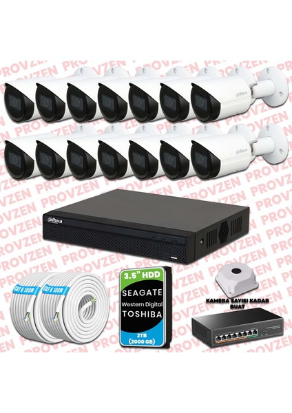 Dahua 14 Kameralı Ip Kamera Seti 1440P Gece Görüşlü