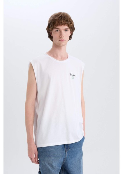 %100 Pamuk Rick and Morty Boxy Fit Bisiklet Yaka Sırt Baskılı Atlet E3280AX25SM indirimleri