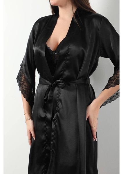 Pierre Cardin Kadın Saten Dantelli Gecelik Sabahlık Takım fiyatları