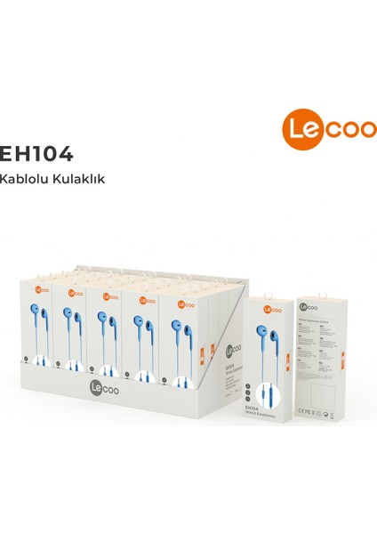 EH104 Kablolu 3.5mm Jacklı Kulak İçi Mikrofonlu Kulaklık Mavi