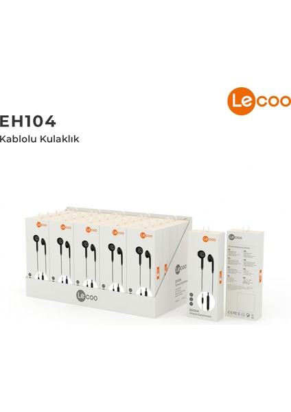 EH104 Kablolu 3.5mm Jacklı Kulak İçi Mikrofonlu Kulaklık Siyah