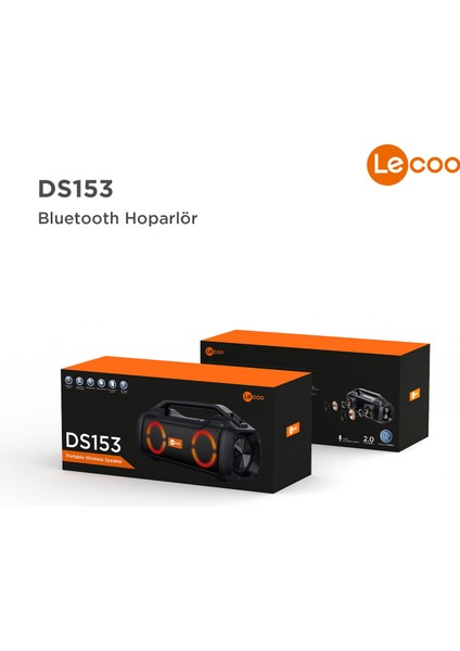 DS153 Bluetooth 5.0 80W IPX5 Su Geçirmez RGB Aydınlatmalı Stereo TWS Boombox Taşınabilir Hoparlör Siyah